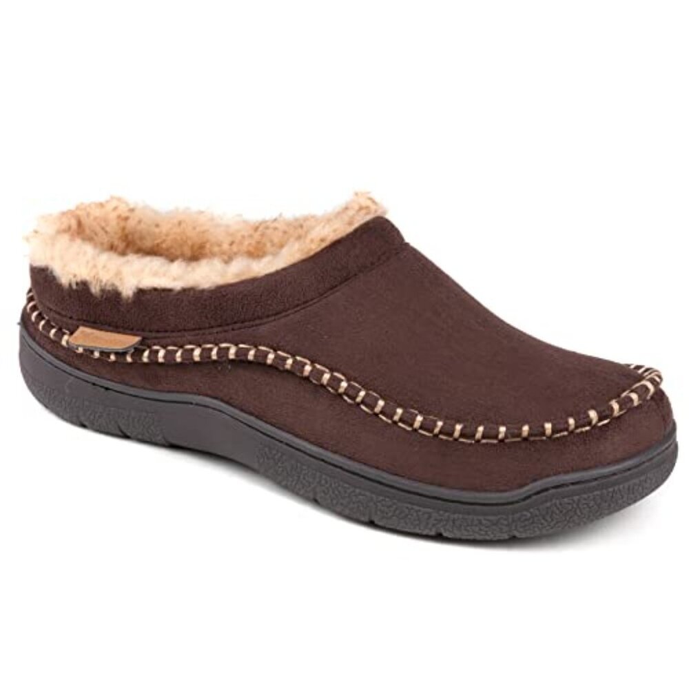 Men's Slip On Moccasin Slippers Indoor Outdoor Warm Fuzzy Comfy House Shoes - Picture 6 of 8